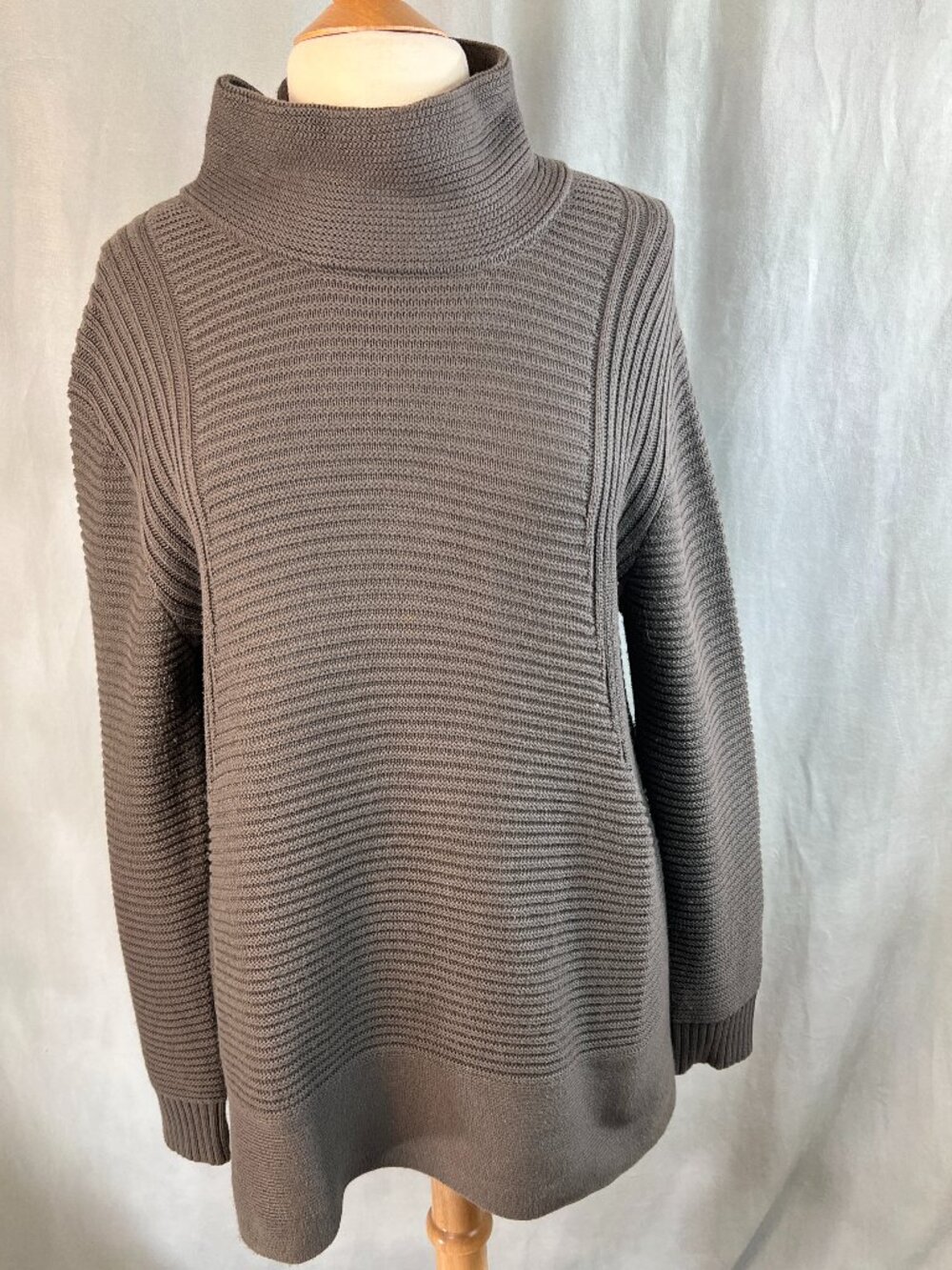 Vince Camuto Womens Oversized Turtleneck Sweater Charcoal Gray Cotton Size S